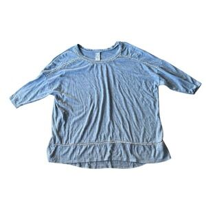 Terra & Sky Women's Plus‎ Size 20 Gray Lace Trim Knit Blouse 3/4 Sleeve 2X tunic